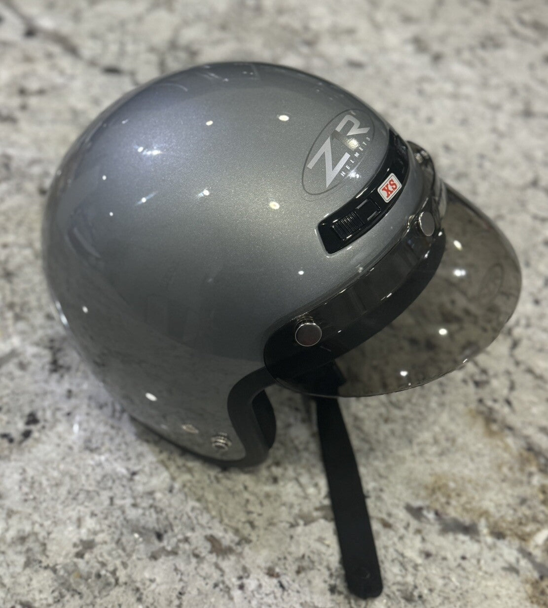 Z1R Open Face Helmet Gloss Silver, Unisex Size XS DOT Motorcycle Helmet NEW
