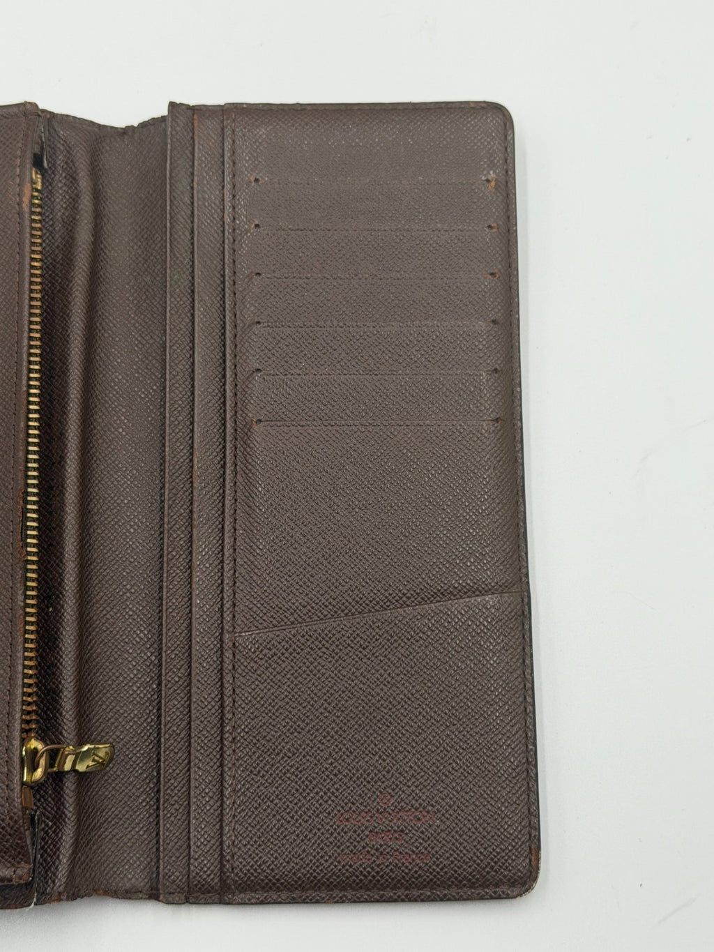 Authentic Louis Vuitton Vintage Brazza Wallet Men's Brown Damier Graphite Zip