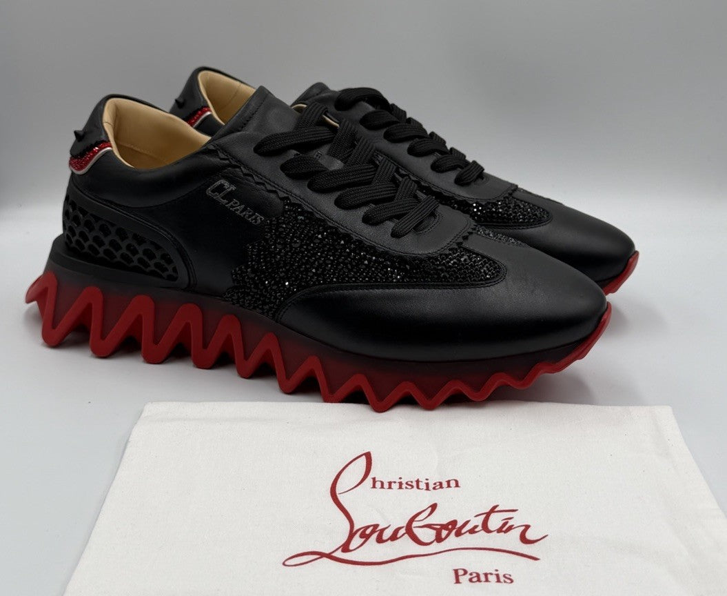 Christian Louboutin Loubishark Sneakers Leather Swarovski Crystal Size 43.5 EU