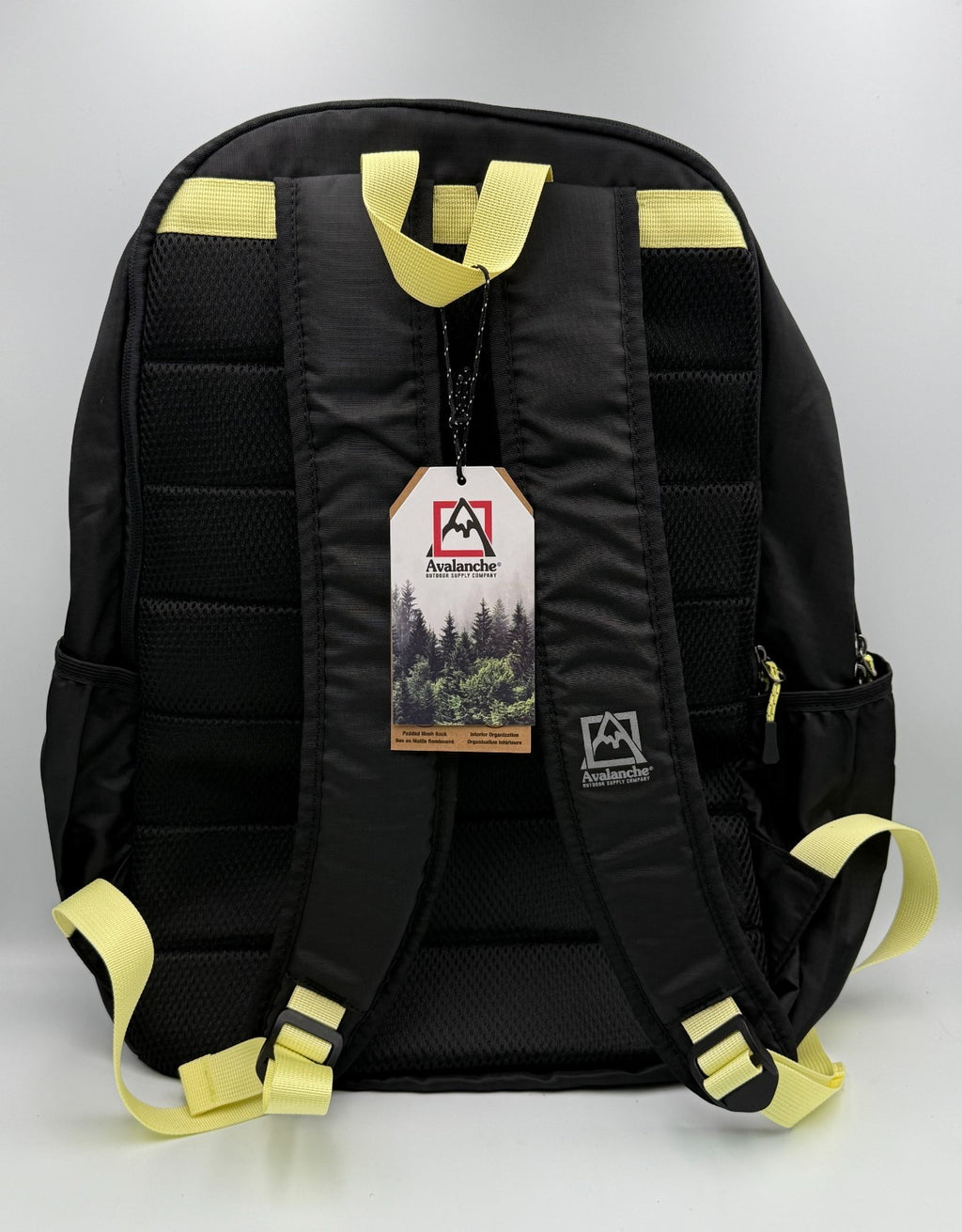Avalanche Outdoor Supply Co Backpack Black Yellow Hiking Travel School Rucksack