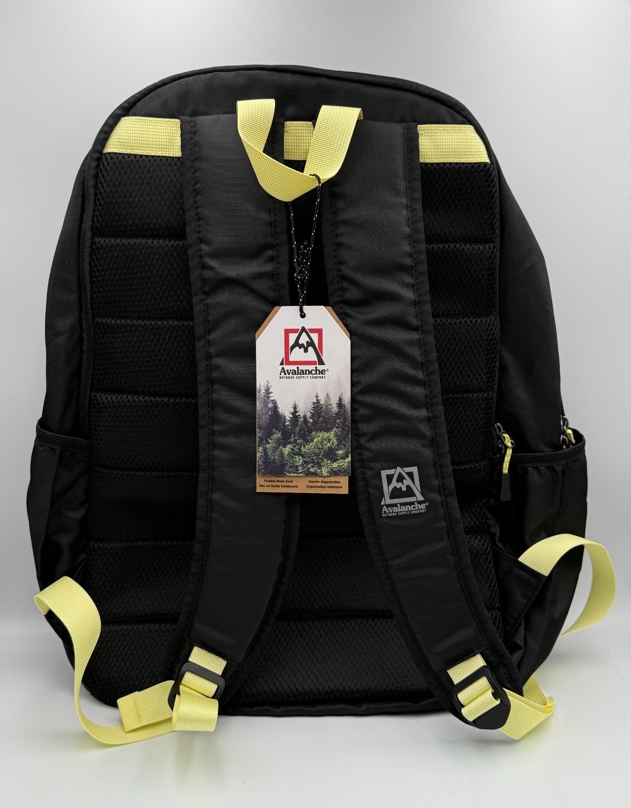 Avalanche Outdoor Supply Co Backpack Black Yellow Hiking Travel School Rucksack