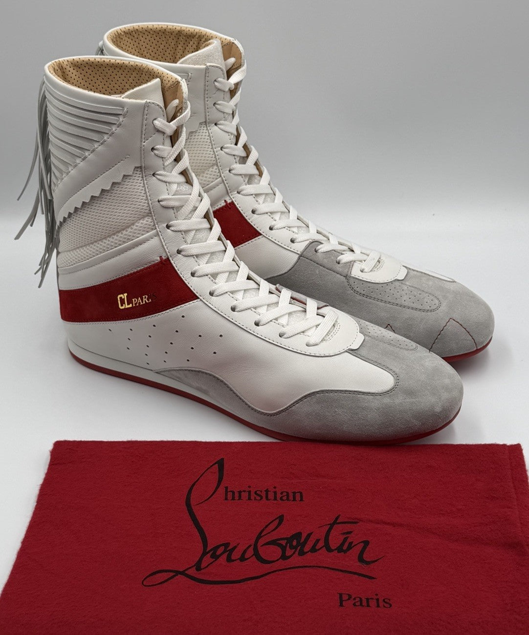 AUTHENTIC CHRISTIAN LOUBOUTIN Suede Knock-Out Boxing Sneakers (42.5 EU; 9.5 US)