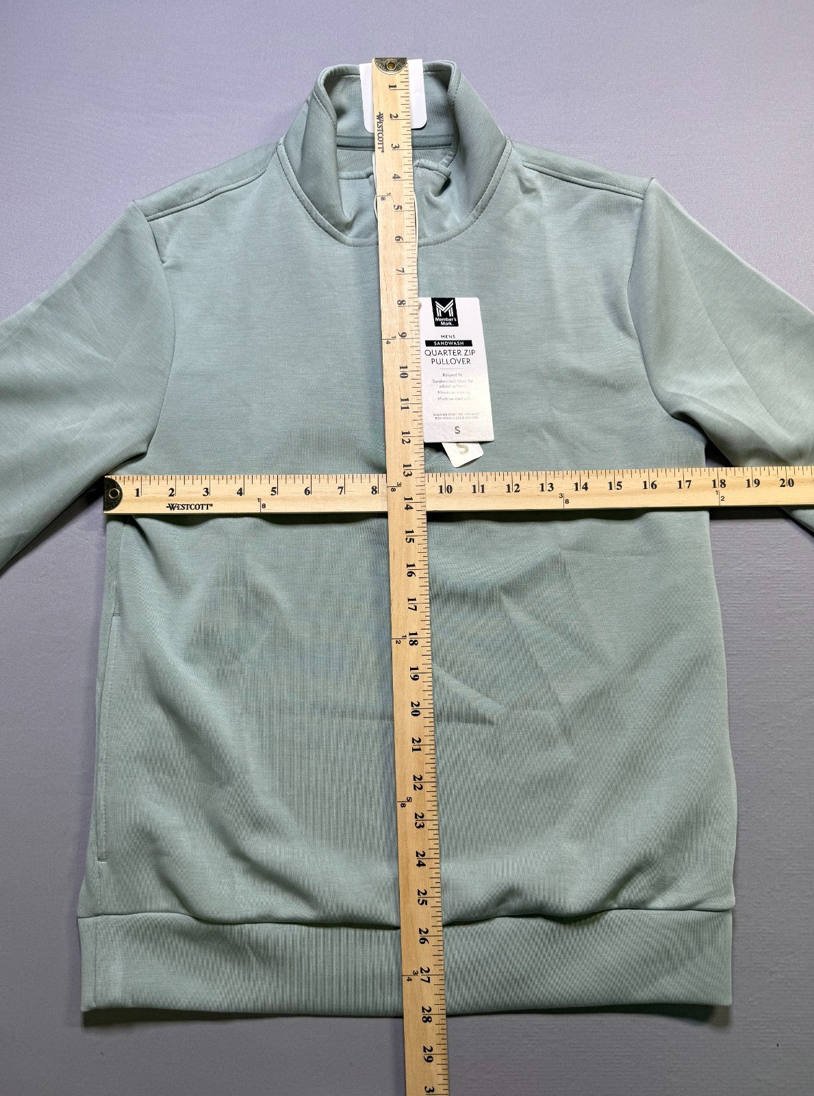 NWT Member's Mark Sandwash Quarter-Zip Pullover Sweatshirt Men's Green Small