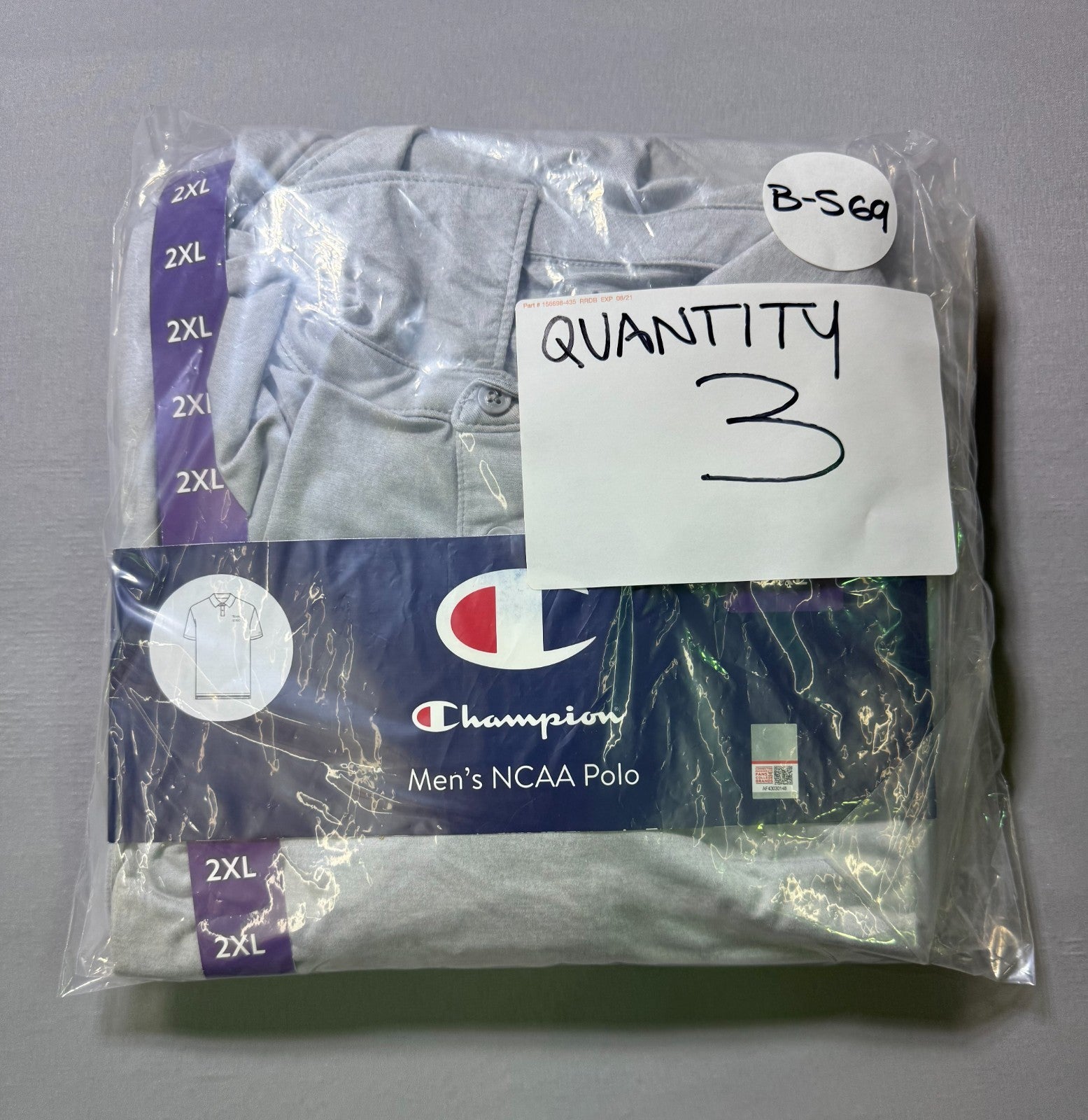 NWT Champion NCAA Polo Shirt Men's 2XL Gray Short Sleeve Lightweight Pullover