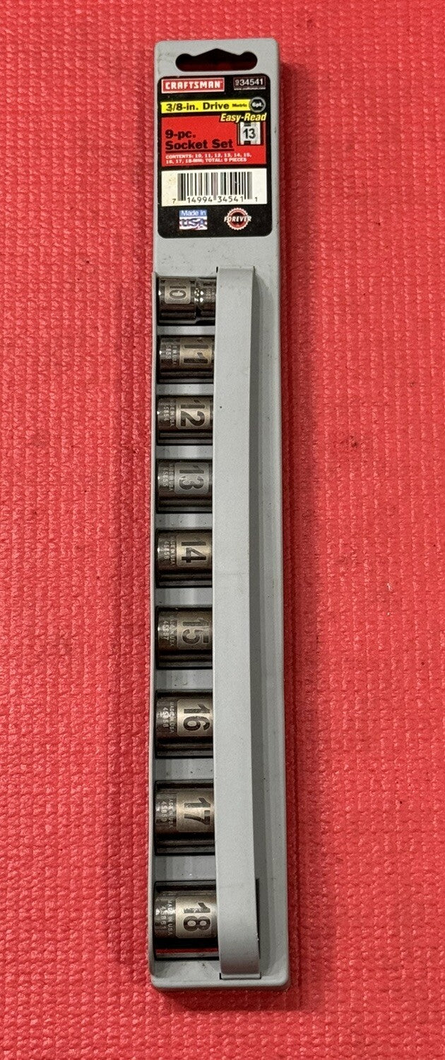 Vintage Craftsman 34541 NEW 9PC 3/8" Drive Metric Socket Set w/ OG Case USA
