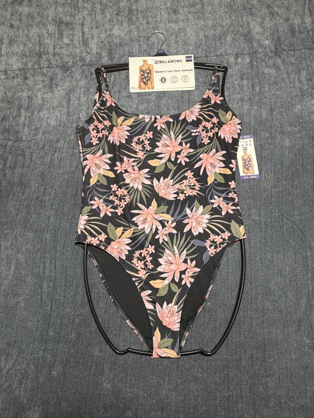NWT Billabong One-Piece Swimsuit Women 2XL Tropical Floral Print Spaghetti Strap