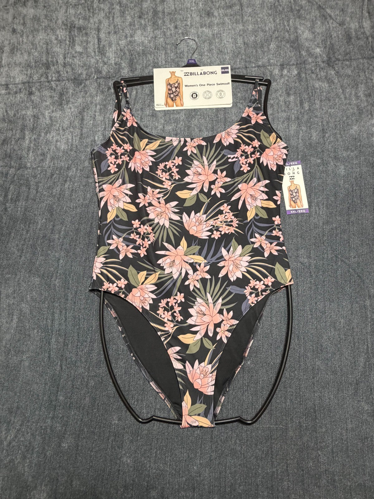 NWT Billabong One-Piece Swimsuit Women 2XL Tropical Floral Print Spaghetti Strap