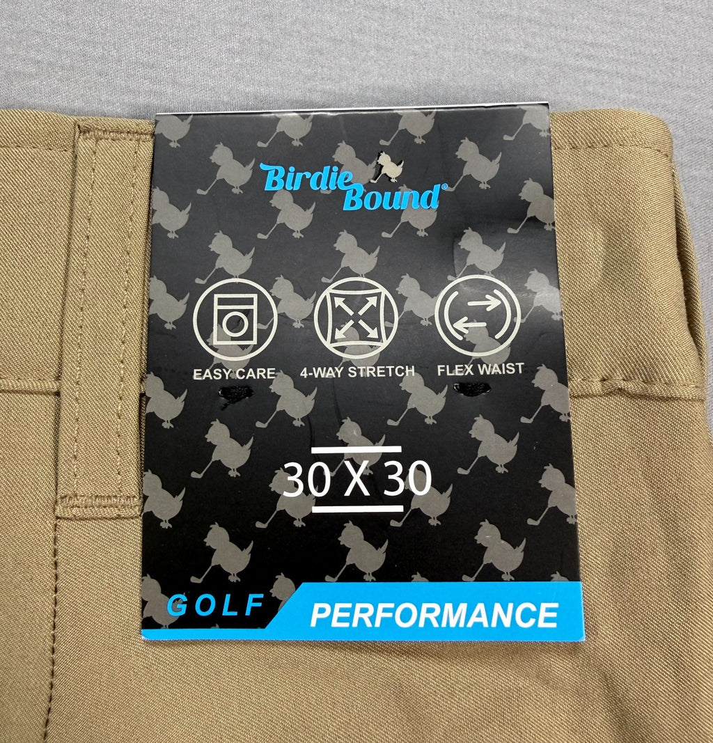 Birdie Bound Regular Fit Golf Pants Men's 30x30 Beige Straight Leg Performance