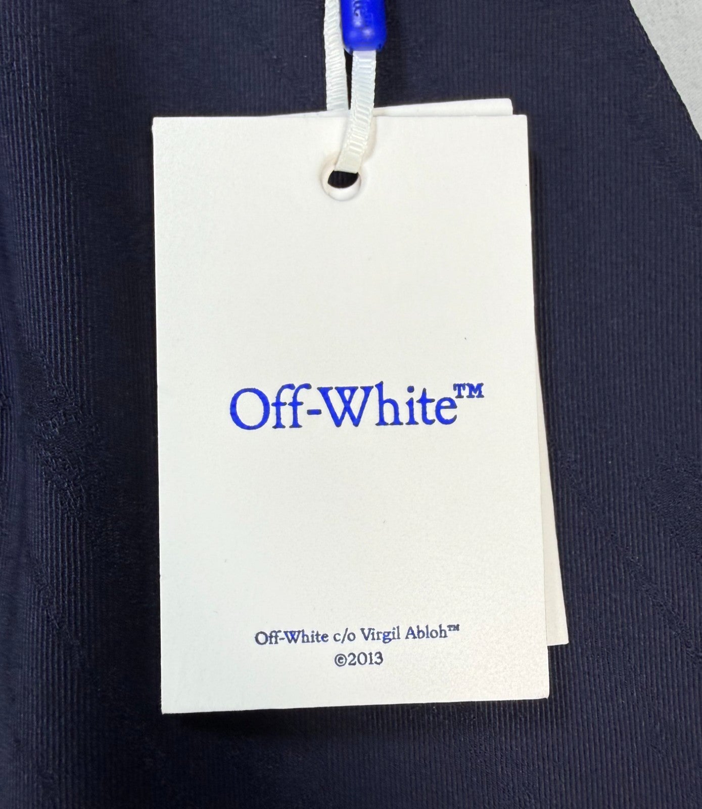 Off-white Shibori Jacquard Slim Double Breasted Jacket Men's Navy Blue 48 Casual