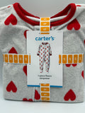 NWT Carter's Fleece Footie 1-Piece Pajama Set Toddler 5T Gray Red Heart Comfort