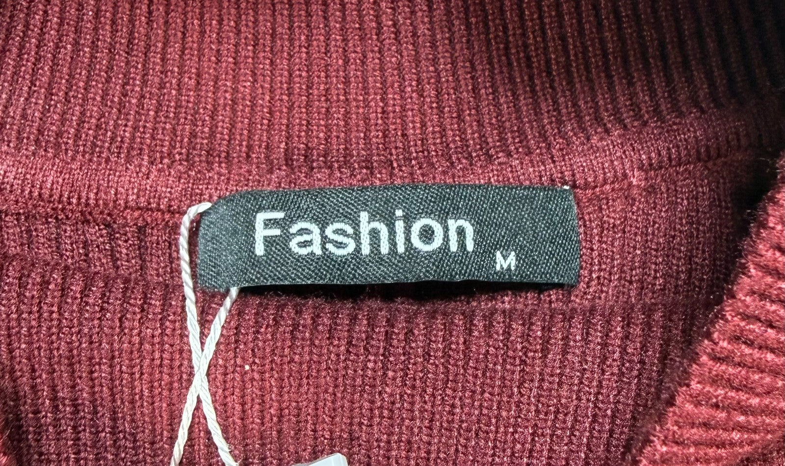 Women's Oversized Ribbed Knit Sweater Medium Burgundy Pullover Mock Neck Preppy