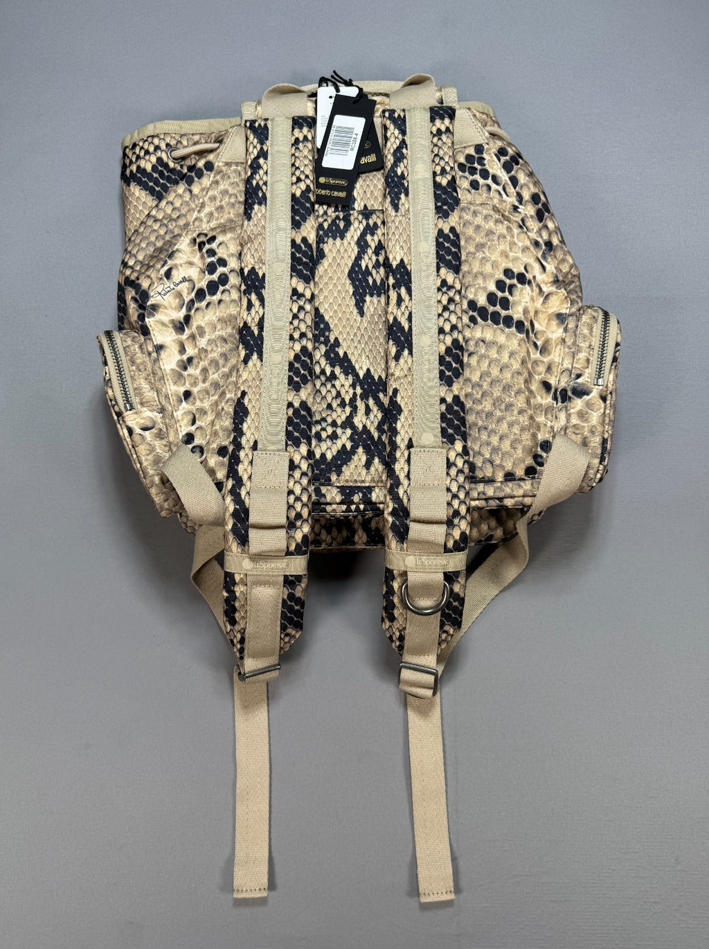 New LeSportsac x Roberto Cavalli Napoli Python Backpack Women's Light Brown