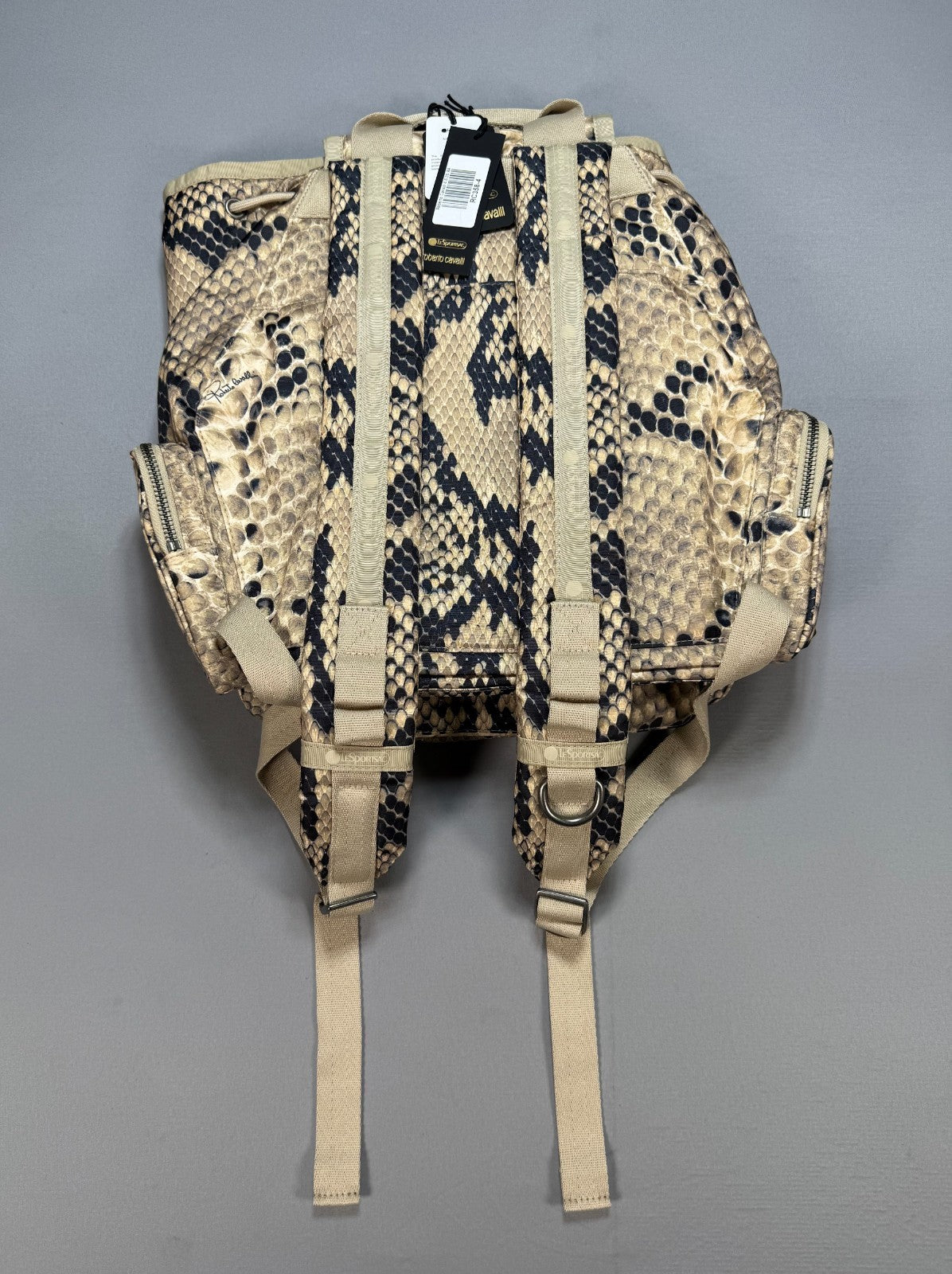 New LeSportsac x Roberto Cavalli Napoli Python Backpack Women's Light Brown