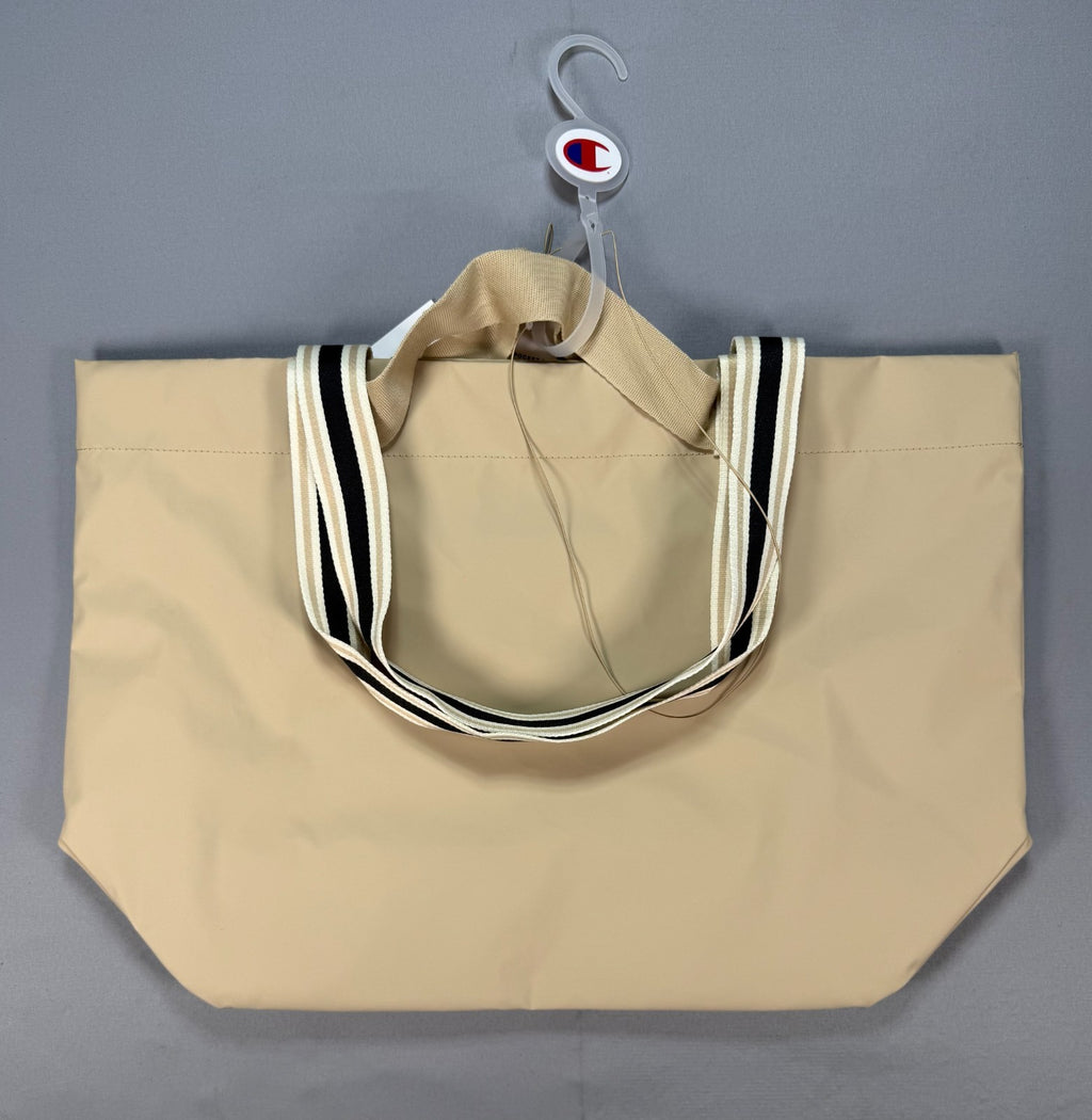 NWT Champion Canvas Shoulder Tote Bag Women Tan Striped Handles Shopper Everyday
