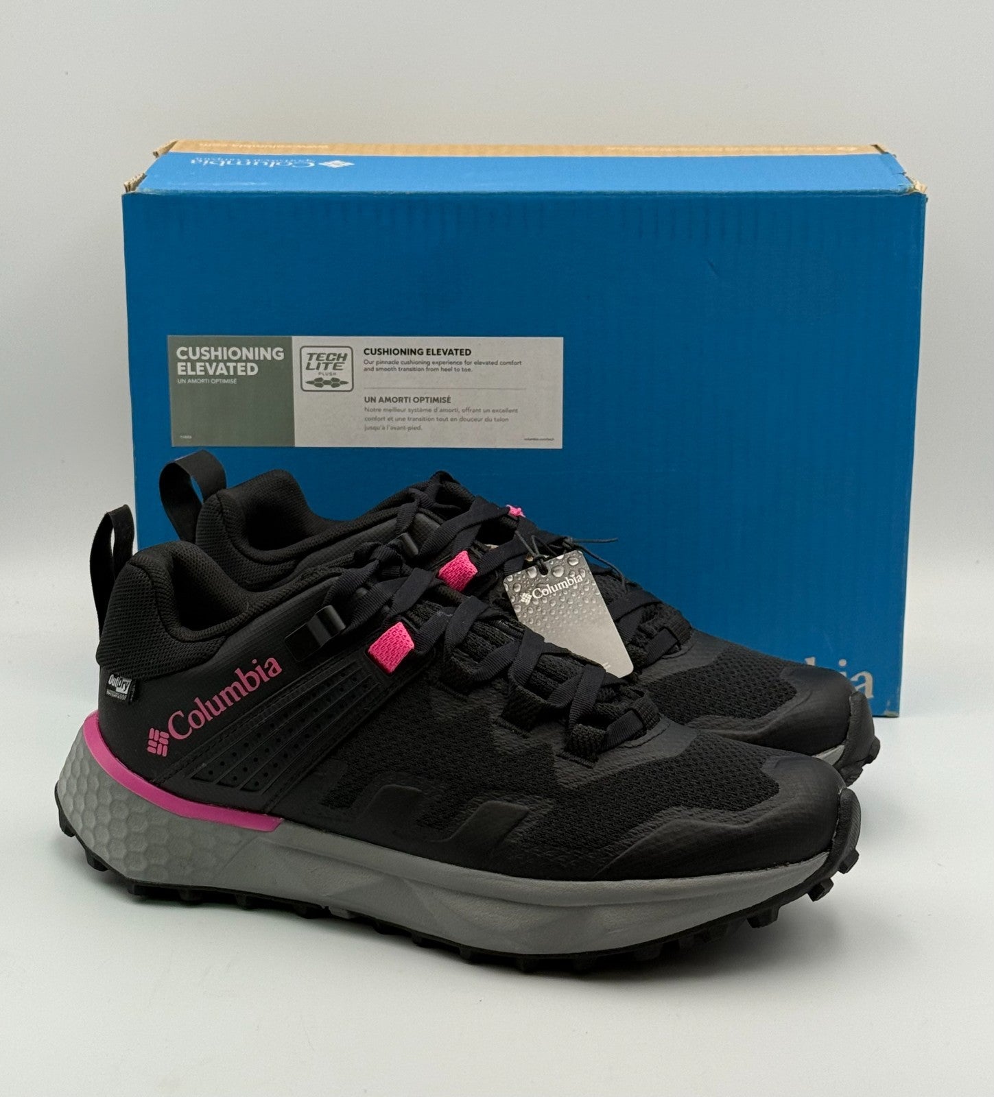 New Columbia Facet 75 Outdry Athletic Sneakers Women's 8 Black Lace Up Low Top