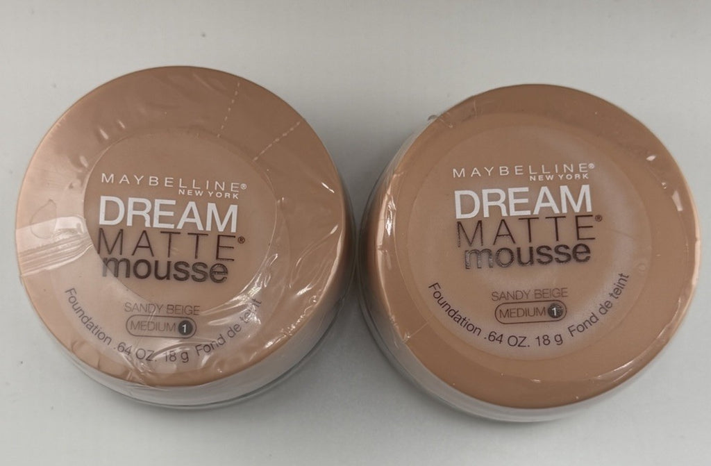 Lot of 2 Maybelline Dream Matte Mousse Foundation SANDY BEIGE MEDIUM 1 NEW .64oz