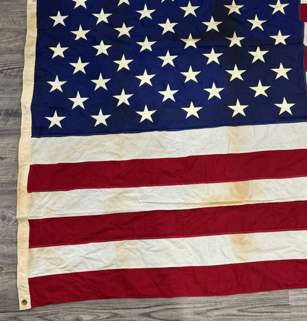 Vintage USA Flag Valley Forge Cotton Bunting Best American 50 Stars  112" x 56”