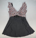 B2prity Cutout One Piece Skirt Swimsuit Women's 2XL Black Leopard V-Neck Cutout