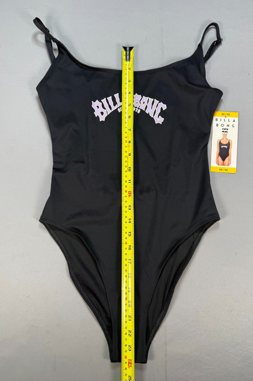 NWT Billabong One-Piece Swimsuit Women's Medium Black Graphic Logo Bathing Suit