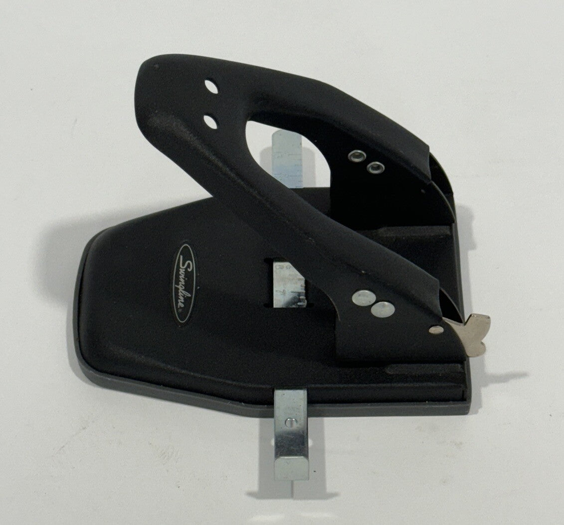 Swingline Acco Model 74045/50 BLACK Paper 2 Hole Metal Punch w/ Paper Guide