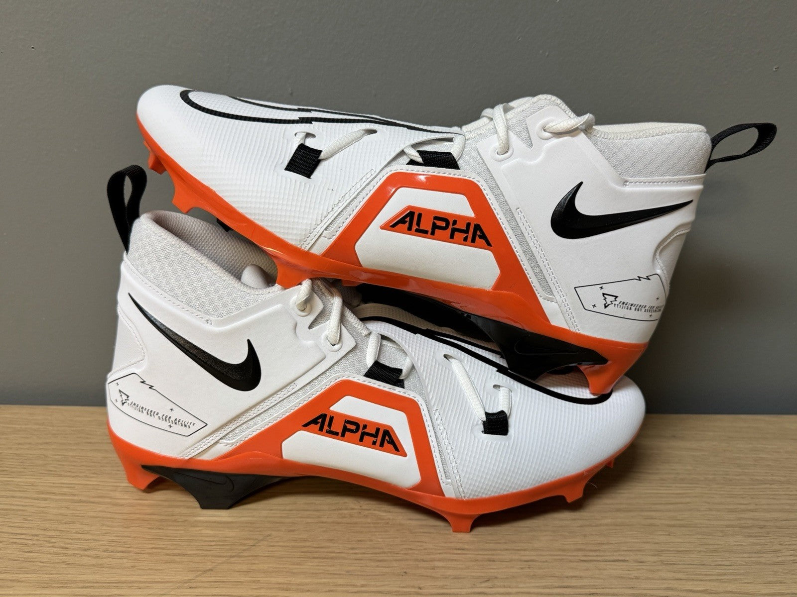 NEW Nike Alpha Menace Football Cleats MEN'S SIZE 13 White | Orange | Black