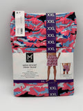 NWT Member's Mark Resort Swim Trunks Mens 2XL Pink Shark Print Drawstring Summer