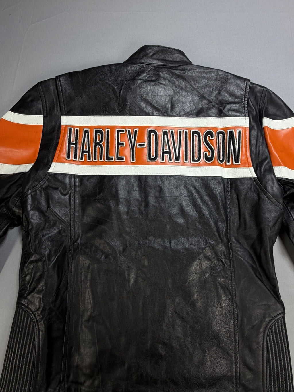 Real Leather Harley Davidson Embroidered Mens 2XS Motorcycle Biker Jacket