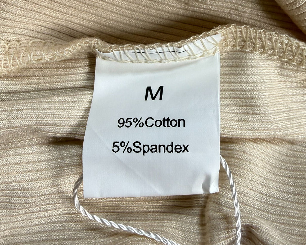 Oakgarden Ribbed Mock Turtleneck Shirts Women's Medium Beige Long Sleeve Stretch