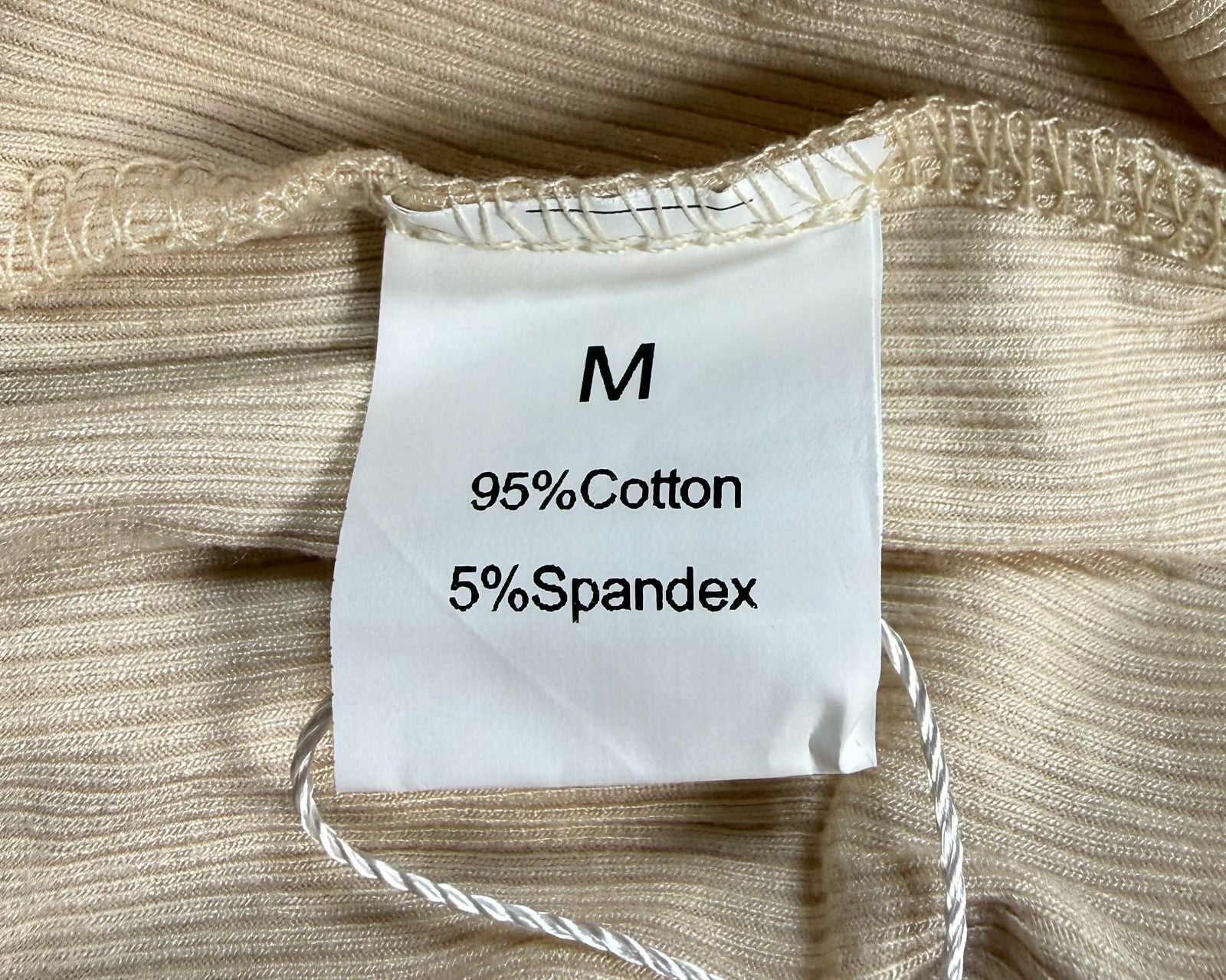 Oakgarden Ribbed Mock Turtleneck Shirts Women's Medium Beige Long Sleeve Stretch