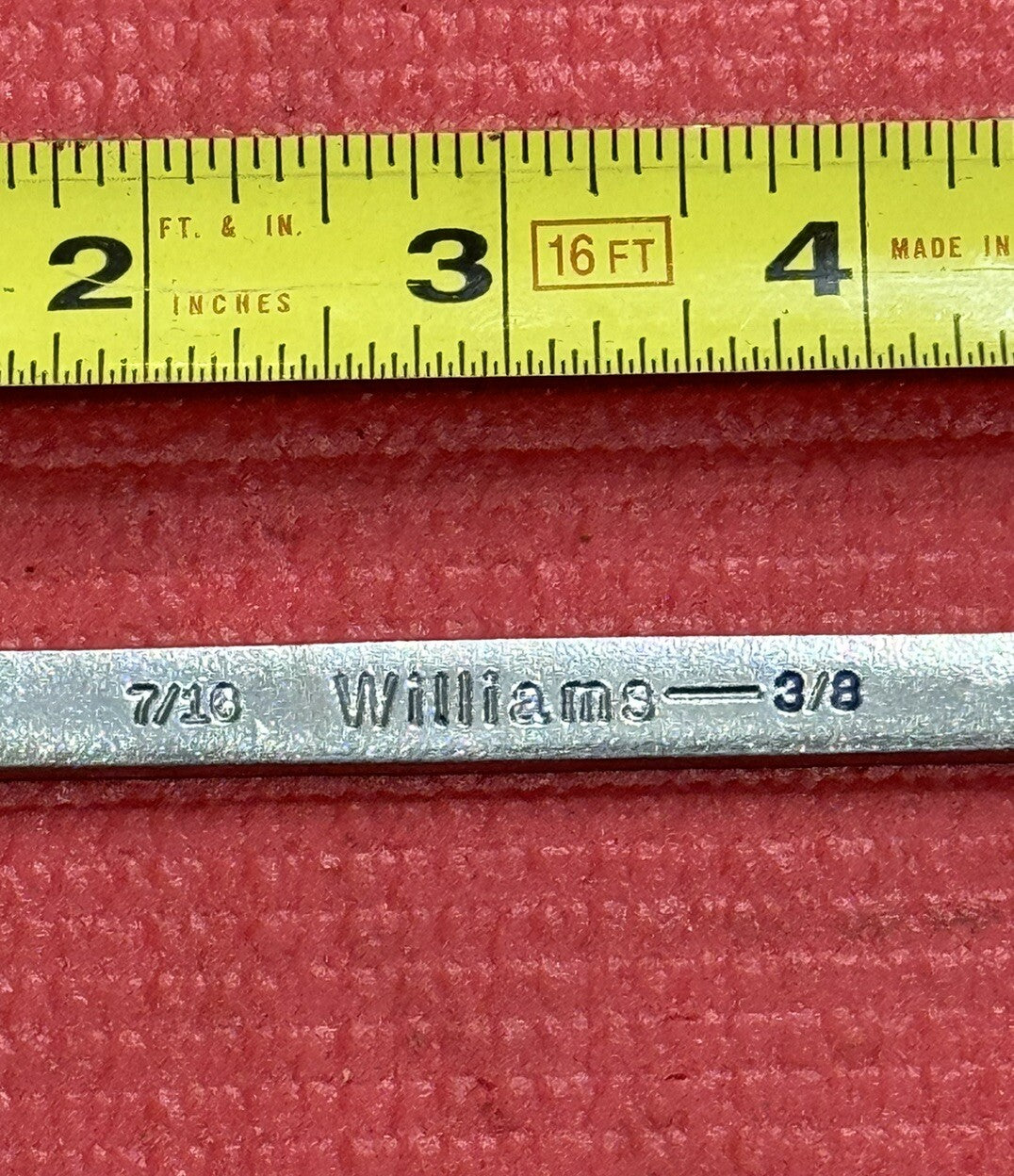 Vintage Wiliams Tools 1723, 7/16" X 3/8" Open End Wrench Made in USA !