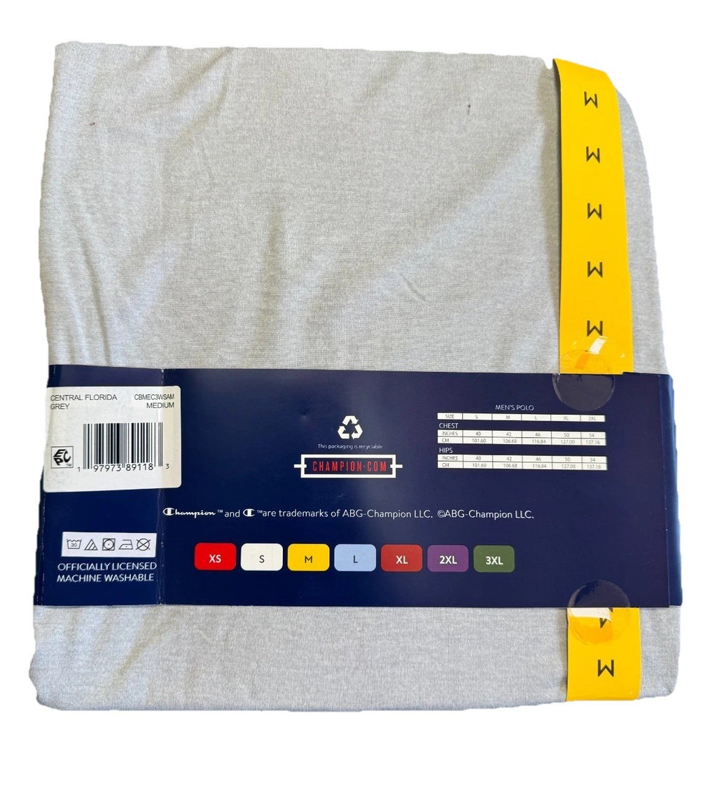 NWT Champion NCAA Polo Shirt Men's Medium Gray Short Sleeve Pullover Lightweight