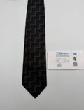 Vintage Balenciaga Paris Necktie 100% Silk Tie Gray Black Geometric Zig Zag Tie