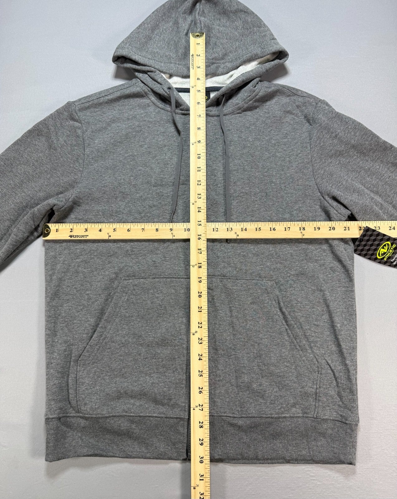 Athletic Works Fleece Full-Zip Hoodie Men's Medium Charcoal Gray Heather Outdoor