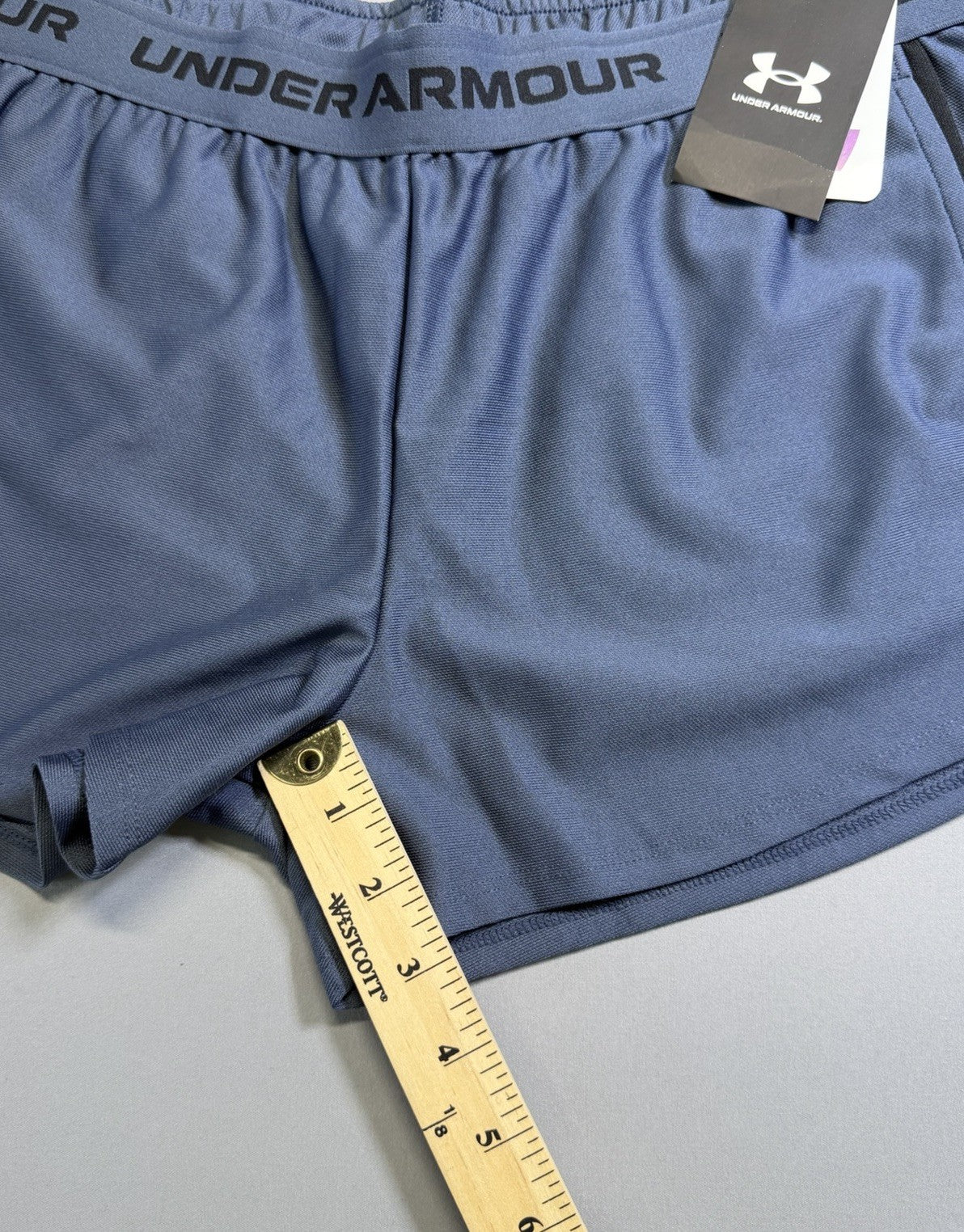 NWT Under Armour Tech Play Up Shorts Girls YXL Gray Drawstring 100% Polyester