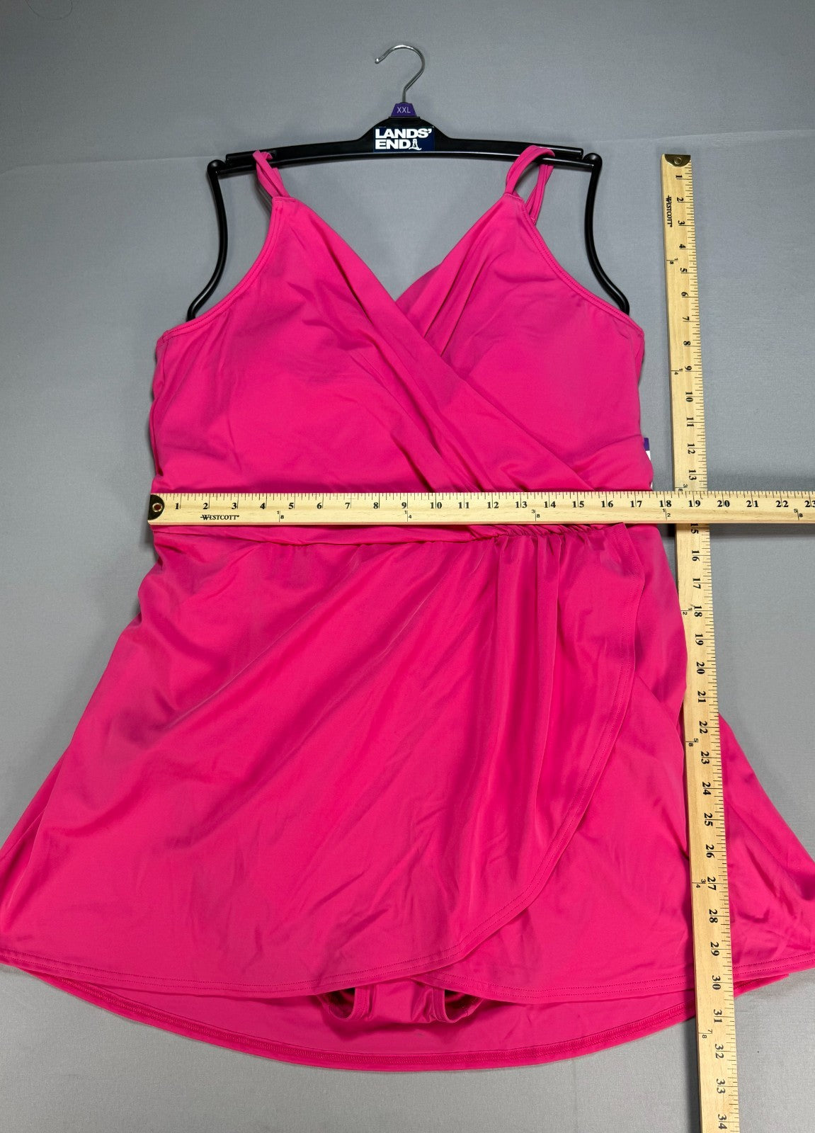 Land's End Adjustable Strap Pull On-Swim Dress Women 2XL Pink Sleeveless Preppy