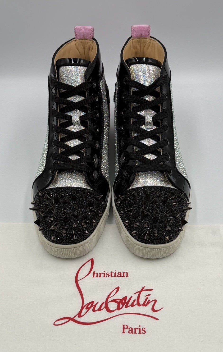 CHRISTIAN LOUBOUTIN Louis Strass Sneakers Pink High Swarovski Size 43 EU, 10 US