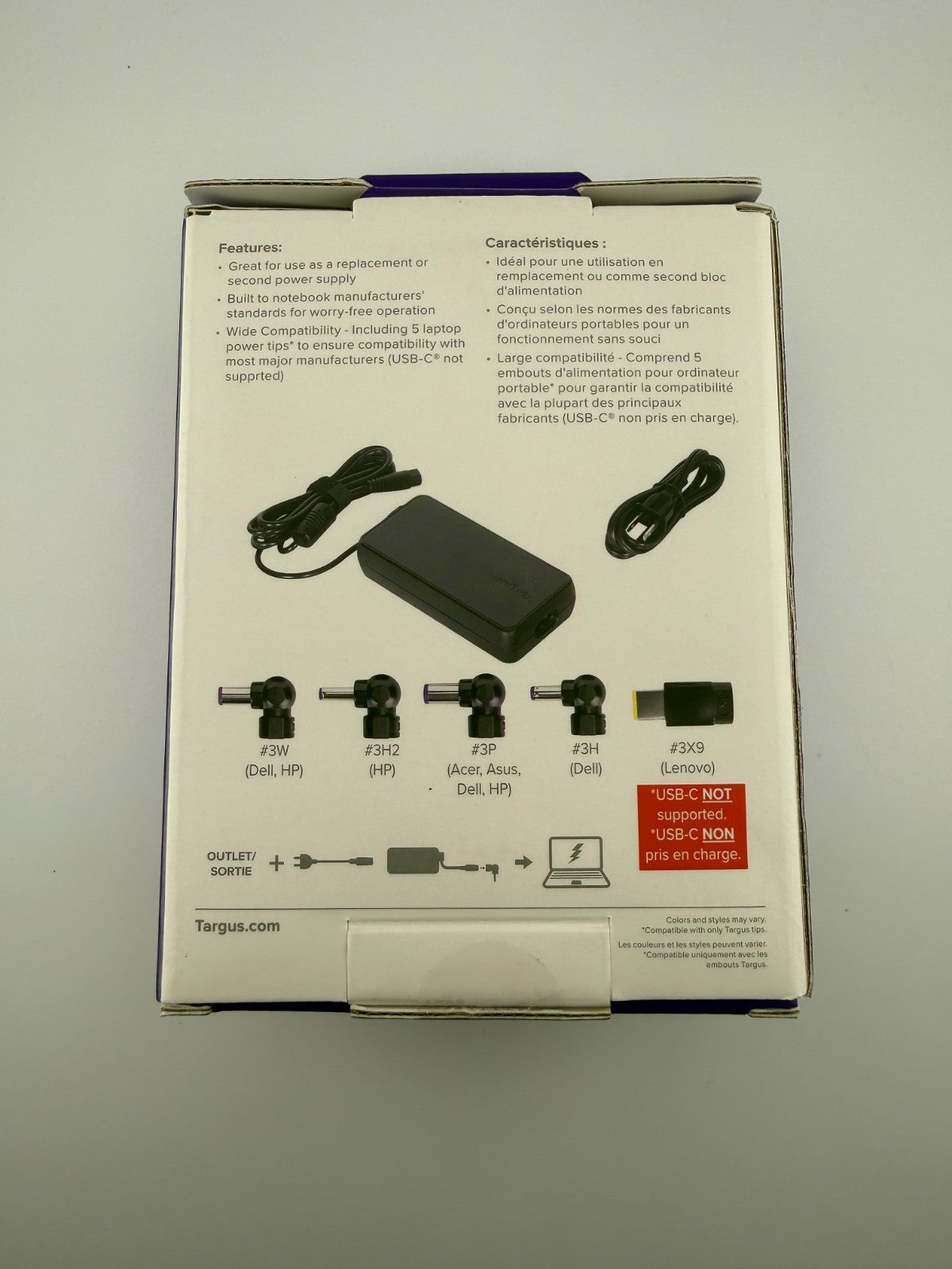 NEW Targus 90W Acer ASUS Dell HP Lenovo Semi-Slim Universal Laptop Charger