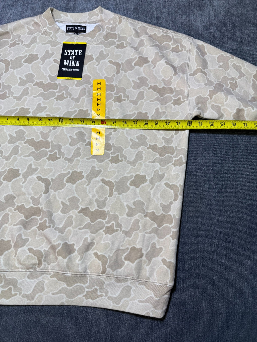 NWT State Of Mine Fleece Sweatshirt Men's Medium Gray Camo Long Sleeve Pullover