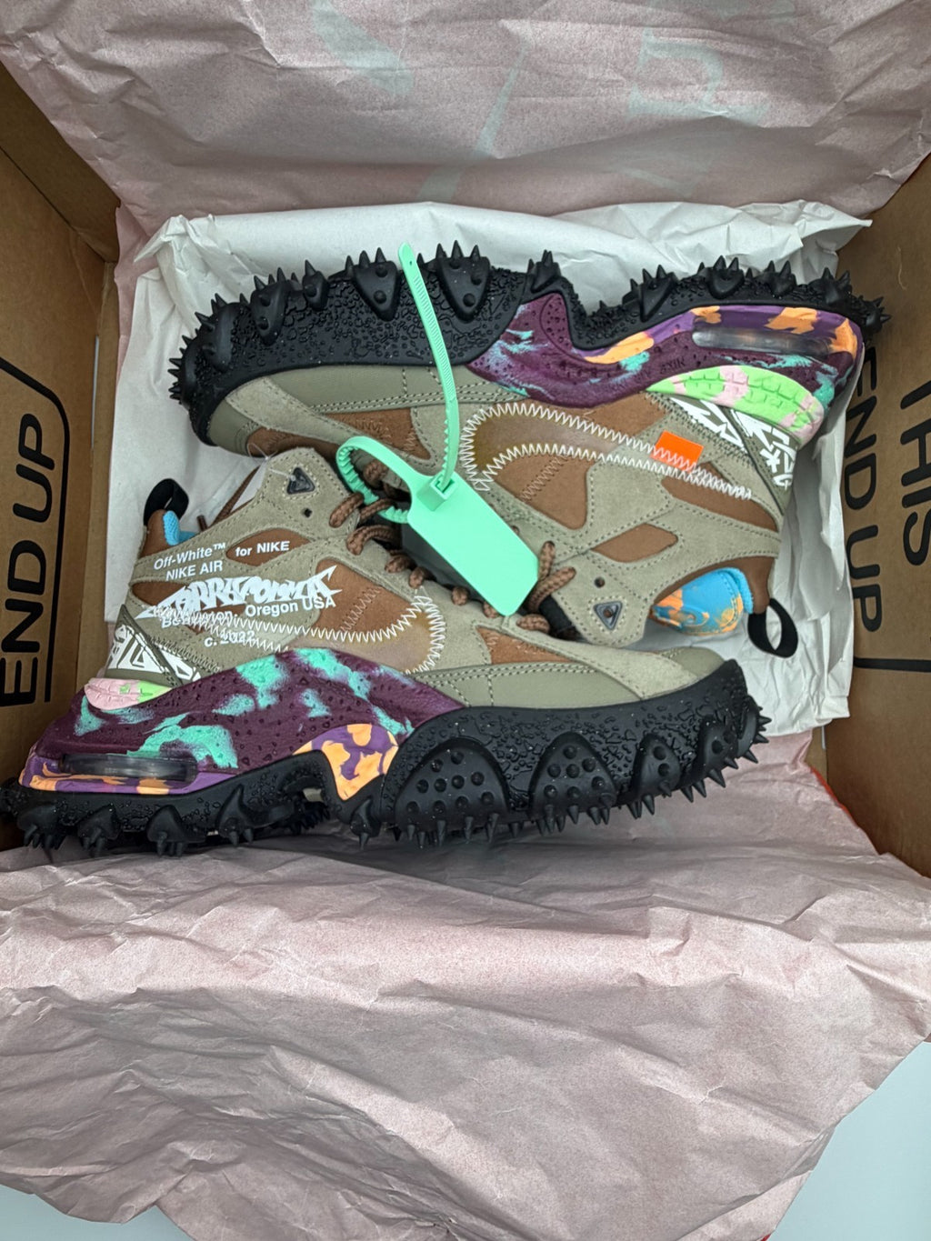 Off-White X Nike Air Terra Forma Sneakers Men's 6 Archaed Brown Green DQ1615-200