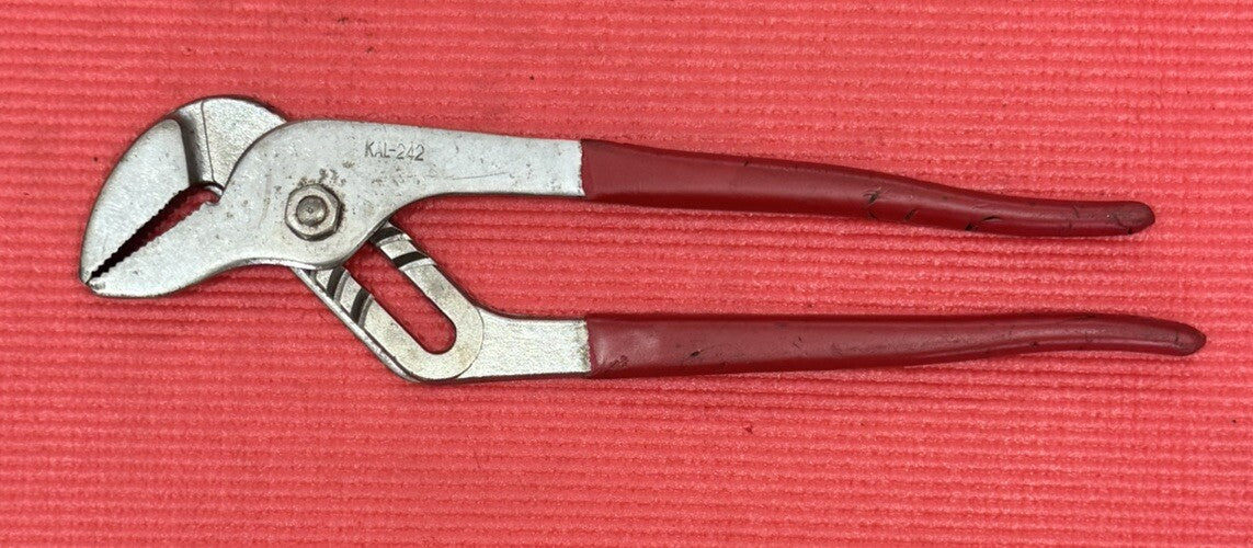 Vintage Kal Tools 242  12" Groove Slip Joint Pliers Red Handle Made In Japan