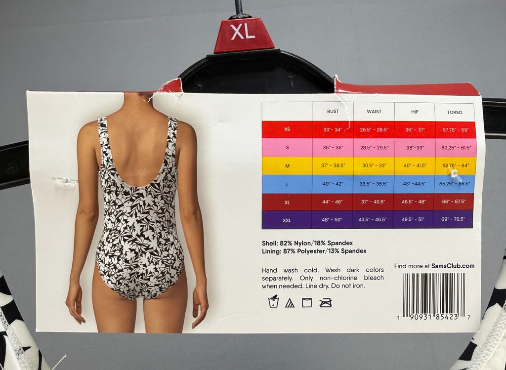 Lands' End Chlorine Resistant Soft Cup One-Piece Swimsuit Women's XL Black/White