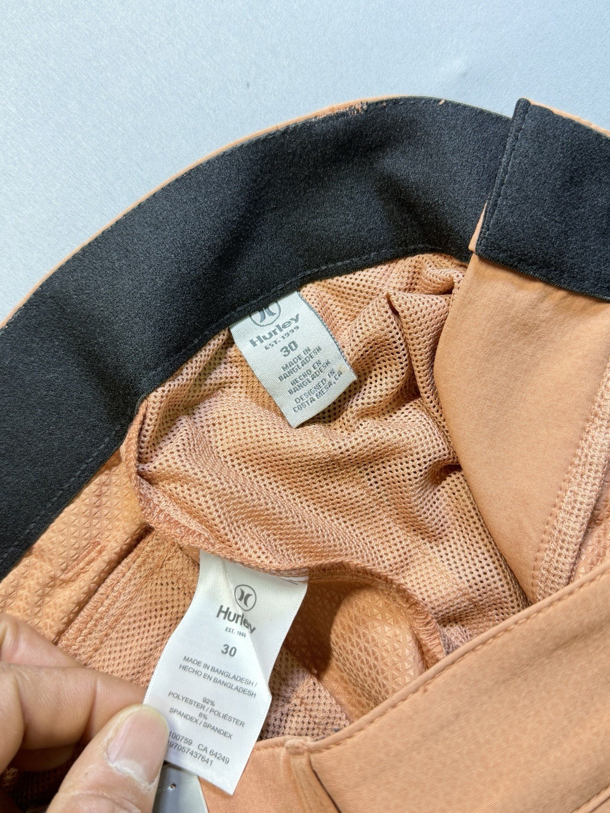 NWT Hurley All Day Trek Hybrid Short Men's 30 Orange Rust 4-Way Stretch Comfort