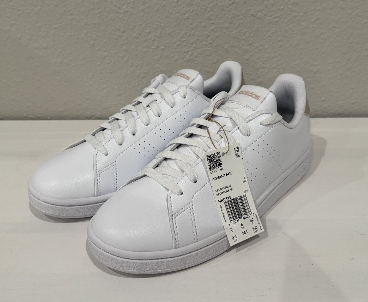 NEW Adidas Advantage White Wonder Quartz Women's Size 9.5 CLOUD-FOAM INSERTS NWB