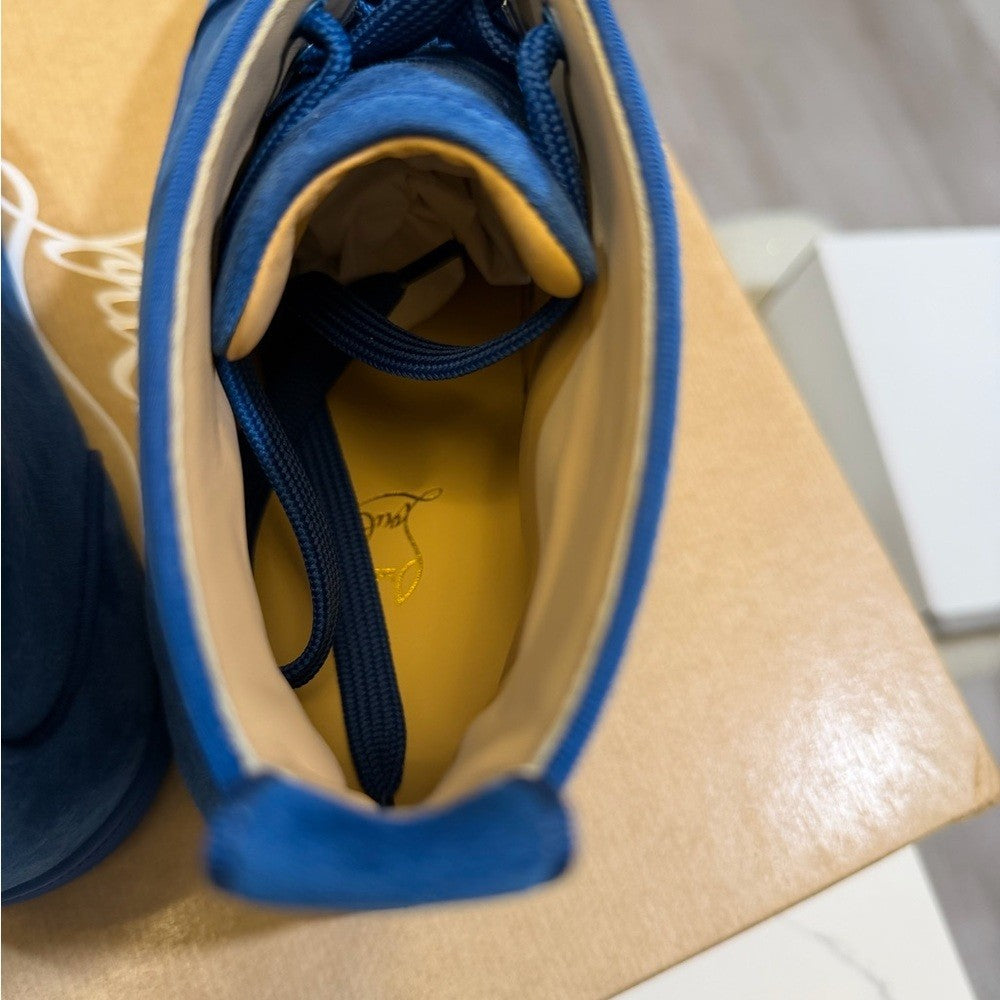 Christian Louboutin Louis Orlato Cobalt Suede Blue High Sneakers