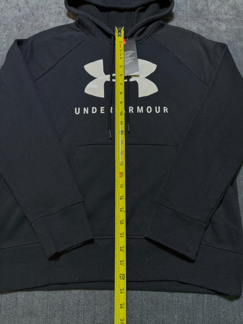 NWT Under Armour Rival Fleece Big Logo Hoodie Women’s Medium Black Pullover Y2K