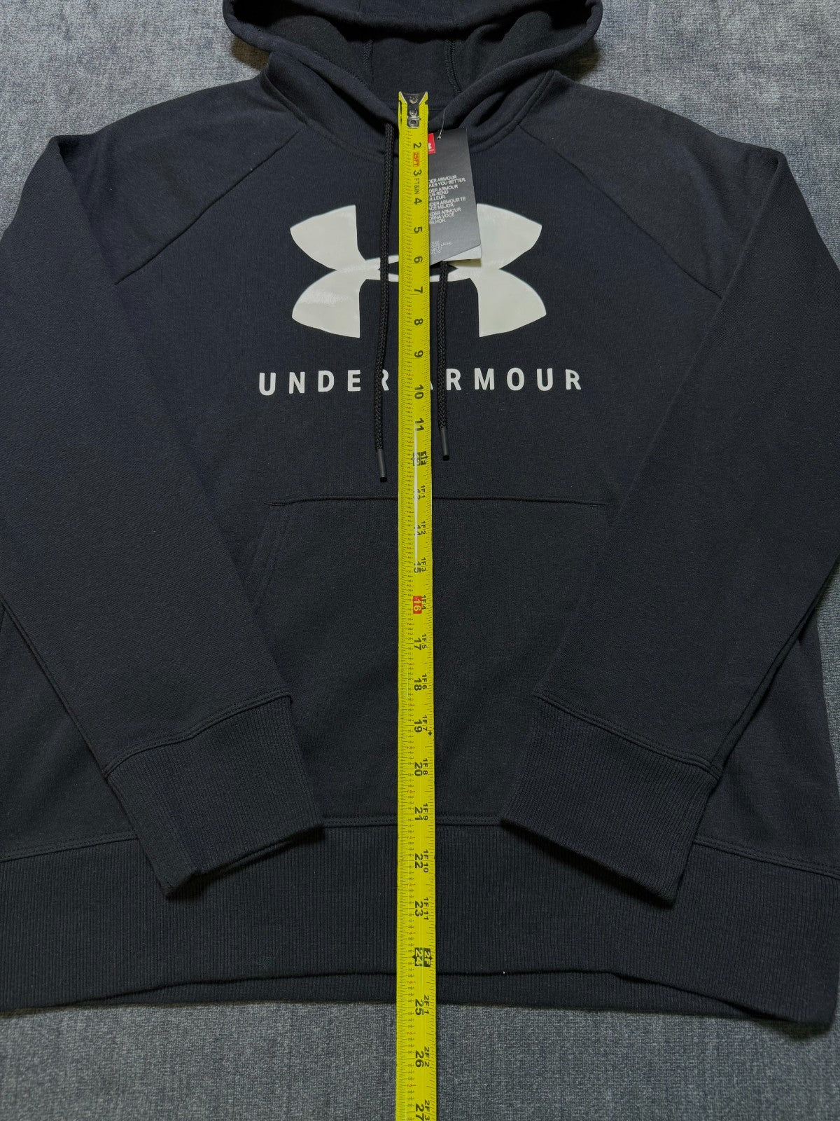 NWT Under Armour Rival Fleece Big Logo Hoodie Women’s Medium Black Pullover Y2K