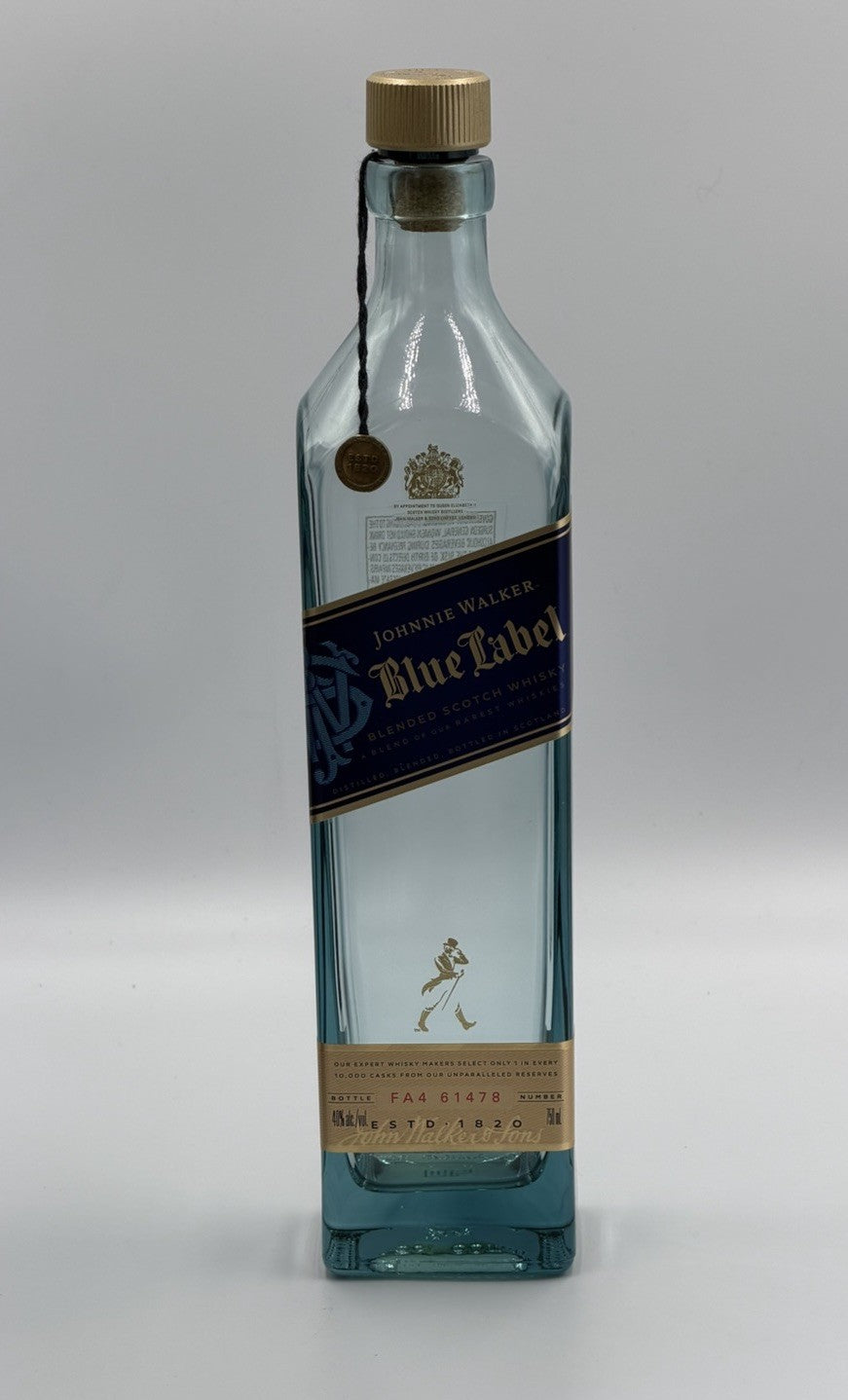 RARE UK 750 mL Johnnie Walker Blue Label Scotch Whisky EMPTY BOTTLE WITH BOX