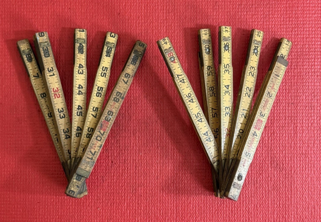 Vintage Lufkin X46 Folding Ruler 72" With Brass Extension LOT OF 2 Pc Made InUSA