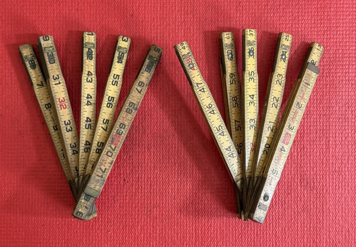 Vintage Lufkin X46 Folding Ruler 72" With Brass Extension LOT OF 2 Pc Made InUSA