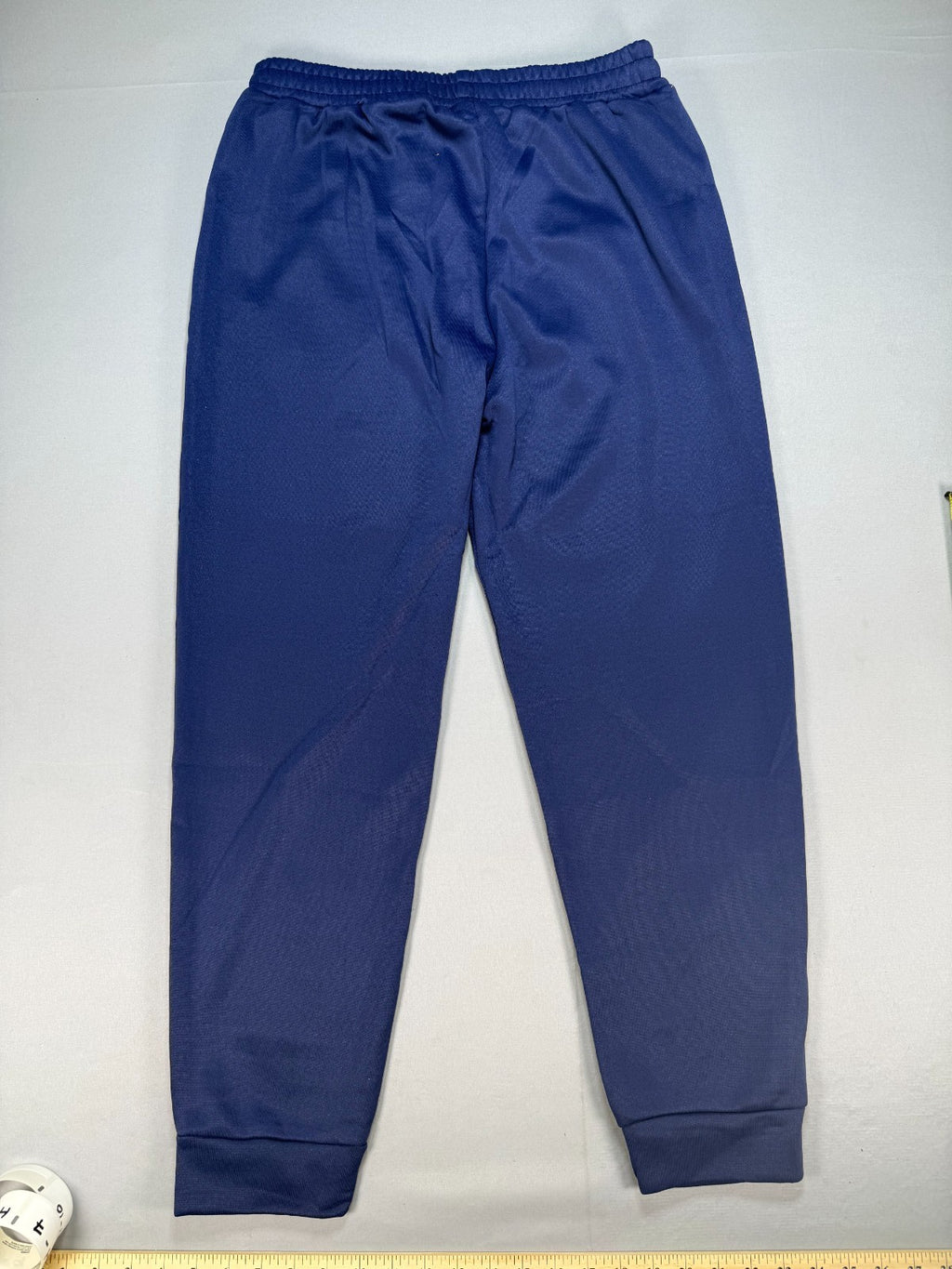 Men's Athletic Joggers Large Blue Zipper Pockets Gym Track Pants 100% Polyester